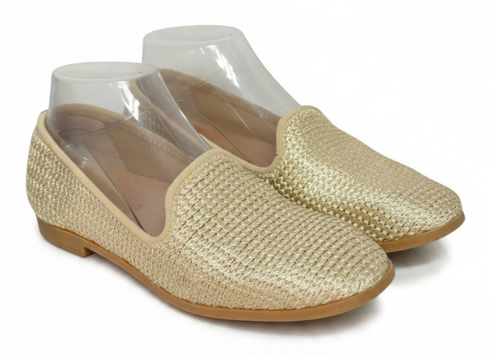 Alex Marie Sz 6 Slip On Loafers Flats Almond Toe Gold Woven Knit Comfort Shoes